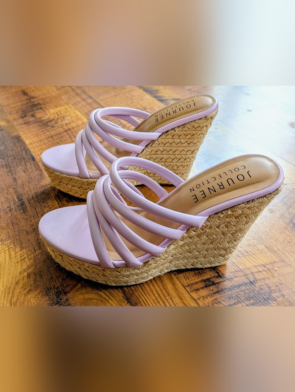 Journee Collection Lavender Espadrille Slip-On Wedge Platform Sandals, 8.5